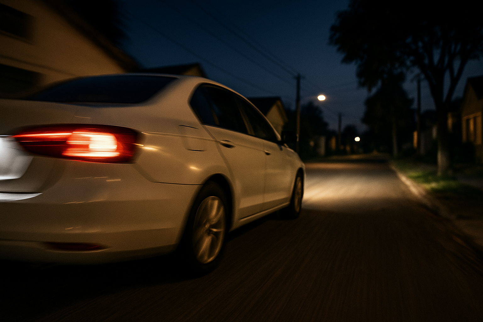 Veículo em alta velocidade circulando em via urbana. Imagem gerada por inteligência artificial para fins jornalísticos.