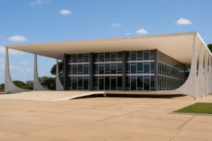 Fachada do prédio do Supremo Tribunal Federal em Brasília durante o dia, com arquitetura moderna e colunas brancas — imagem gerada por inteligência artificial para fins jornalísticos.