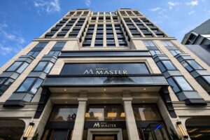 Fachada do edifício do Banco Master no bairro do Itaim Bibi, em São Paulo. Imagem gerada por IA.