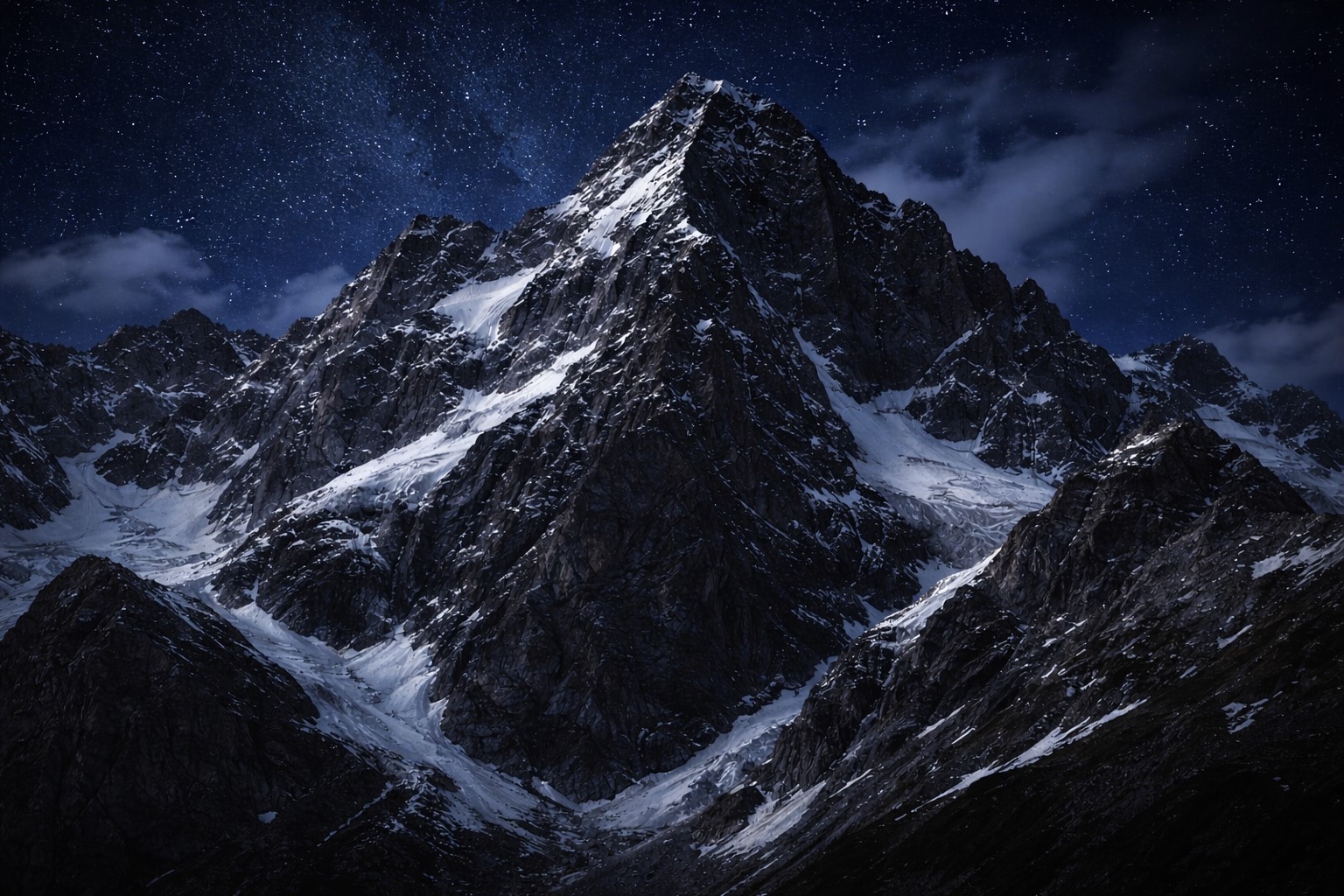 Pico Grossglockner, na Áustria, retratado em cena noturna com céu estrelado e áreas nevadas, em imagem ilustrativa gerada por inteligência artificial.