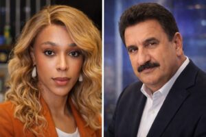 Montagem fotográfica ilustrativa mostra a deputada federal Erika Hilton e o apresentador Ratinho em composição dividida. Imagem gerada por inteligência artificial para contextualizar reportagem.