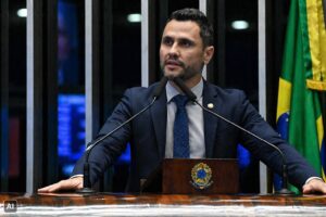 Imagem de Cleitinho no Senado Federal gerada por inteligência artificial.