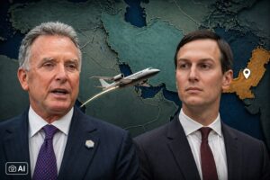 Imagem ilustrativa mostra autoridades americanas com mapa do Oriente Médio ao fundo e destaque para região do Paquistão.