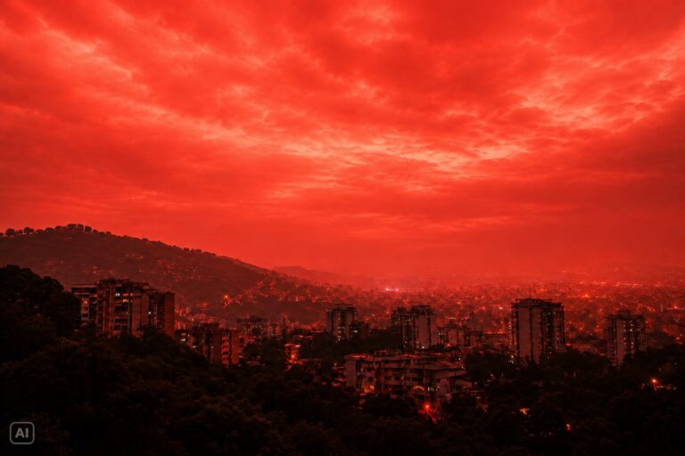 baluartv.com.br | Céu da Venezuela fica vermelho em Caracas durante pôr do sol e impressiona moradores