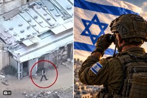 Composição sobre operação em Gaza com print de vídeo à esquerda e cena ilustrativa de militar israelense à direita